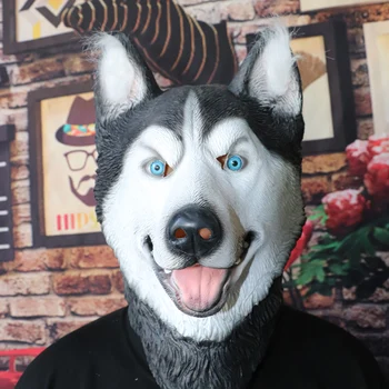 

Halloween Trick Party Simulation Animal Husky Latex Mask Dog Head Environmental Protection Material Halloween Party Props
