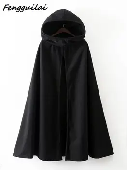 

FENGGUILAI Casual Women Green Sweater Hooded Poncho Cape Knitted Sweaters Tassel Pullover Solid Sweater Female Poncho Capes Coat