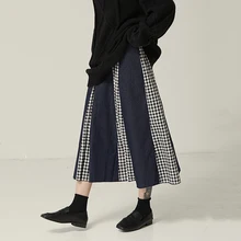 Высокая эластичная талия красная клетчатая раздельная джинсовая темпераментная полуоблегающая юбка женская модная новая весенняя Осенняя Y930