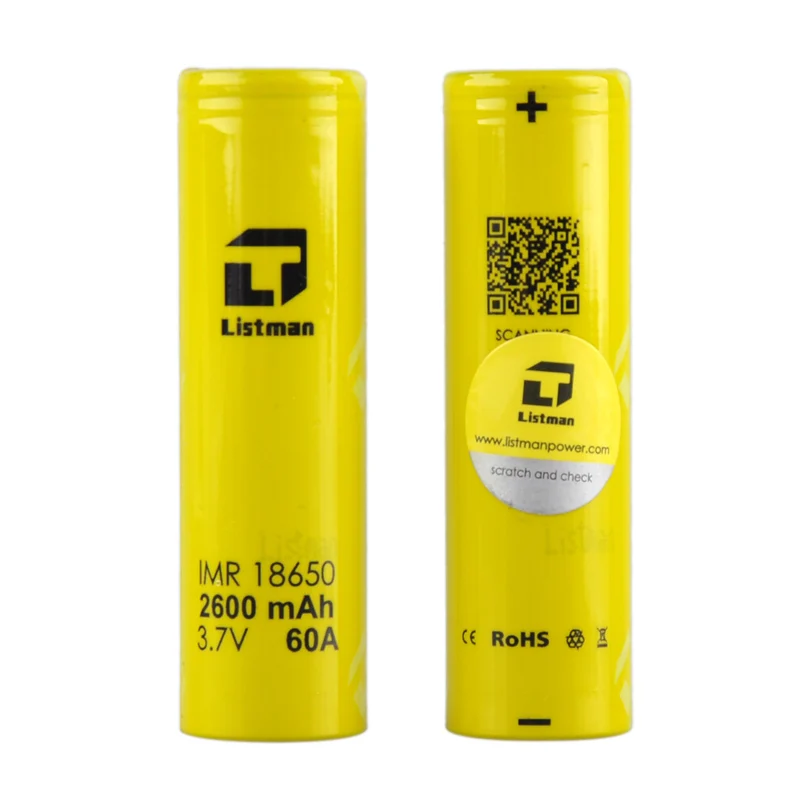 Vape батарея Listman IMR 18650 Батарея 3,7 V 30A 3500 mAh/40A 3000 mAh/60A 2600mAh перезаряжаемая литиевая батарея для электронной сигареты мод