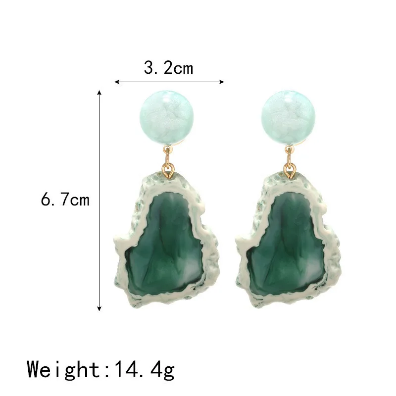 12Vintage Blue Pink Stone Resin Earrings Big Long Drop Earrings For Women Statement Jewelry Pendientes Mujer Moda 2019 Ohrringe