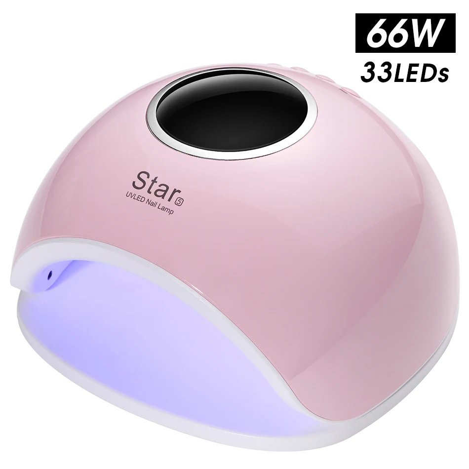 УФ-лампа для ногтей OMlove с 33 светодиодами, УФ-сушилка для художественного геля, лампа для сушки ногтей с автоматическим датчиком, лампа для полировки ногтей для самостоятельного маникюра - Цвет: Star 5 Pink 66W