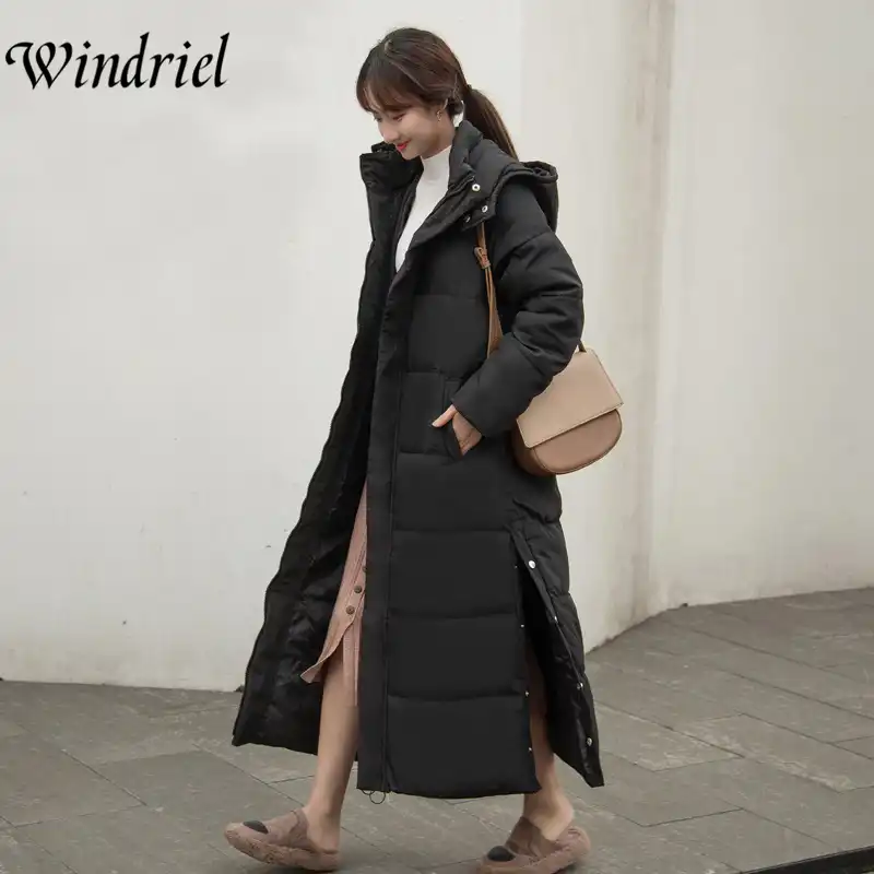 Manteau D Hiver X Long Noir Pour Femme Vetement De Neige Epais Et Chaud Rembourre Parka Avec Boutons Casablanca Windriel Collection Decontracte Aliexpress