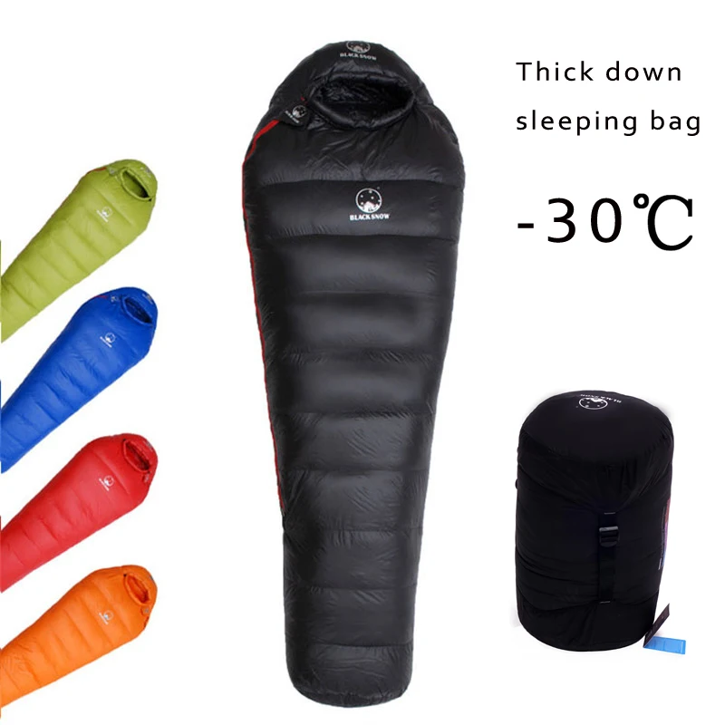 Thickened for Winter Very Cold Weather Adult Mummy 95% White Goose Down Thermal Sleeping Bag Camping Hiking Quilt 1