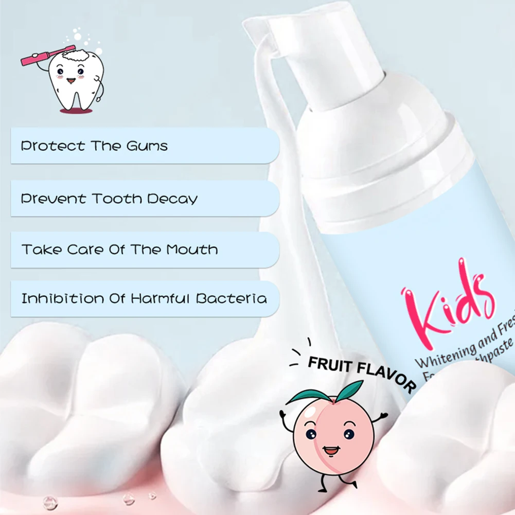 Kids Toothpaste Foam Toothpaste Peach Flavor Teeth Stains Removal ...