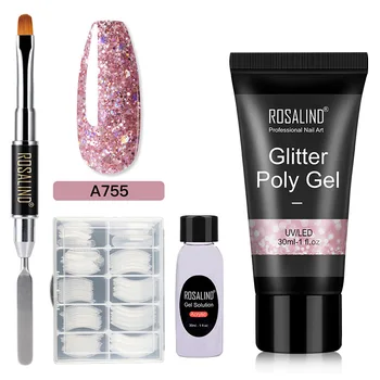 

Glitter Nail Set Crystal Acrylic Gel For Nail Extention Fake Tips Pearlescent Nail Art Polish Set DIY Nail Polish Kit