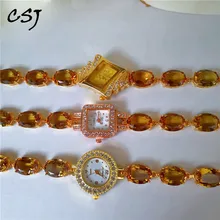  CSJ Zultanite Bracelet Created Sultanite Watch Bangle Gemstone Color Chance Fine Jewelry for Women Wedding Party Gift 