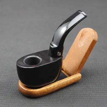 

Durable Handmade Mini Natural Ebony Wood Smoking Pipe Smoke Tobacco Wooden Smoking Pipes + Pouch + 10pcs Filters KDE1