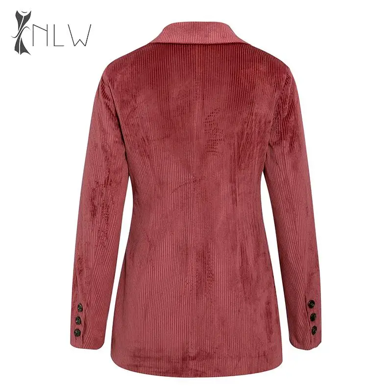NLW Casual Corduroy Red Blazer Jacket Women Autumn Winter Office Lady Work Blazer Coat Double Breasted Streetwear Blazer