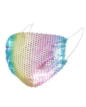 

New Crystal Face Mask Jewelry Colorful Rhinestone Women Face Mask Fashion 2020 Night Club Jewelry Stretch Female Mouth Mask