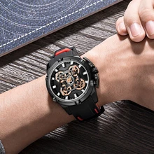RUIMAS Reloj de pulsera deportivo para hombre, cronógrafo de cuarzo, con espejo Hardlex, creativo e individual, resistente al agua, luminoso