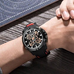 RUIMAS Reloj de pulsera deportivo para hombre, cronógrafo de cuarzo, con espejo Hardlex, creativo e individual, resistente al agua, luminoso