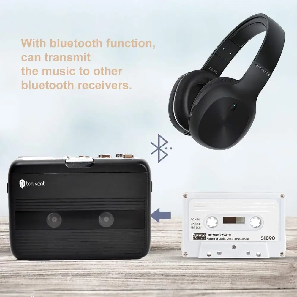 Bluetooth Cassette Player FM Transmitter Stereo Walkman FM Radio Personal Tape Player with Auto-reverse cassette player