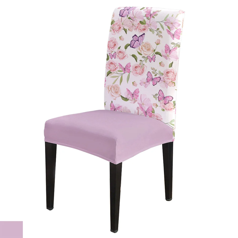 

Modern Dining Chair Cover Flowers Butterfly Pink Print Chair Covers Home Table Cover Chairs for Kitchen Tablecloth