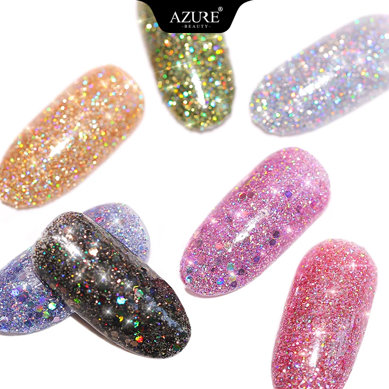 Azure beauty, 13 шт./лот, пудра для погружения, украшение для ногтей, глиттер, набор кистей для маникюра, базовый гель-активатор, натуральный, сухой, 7 цветов