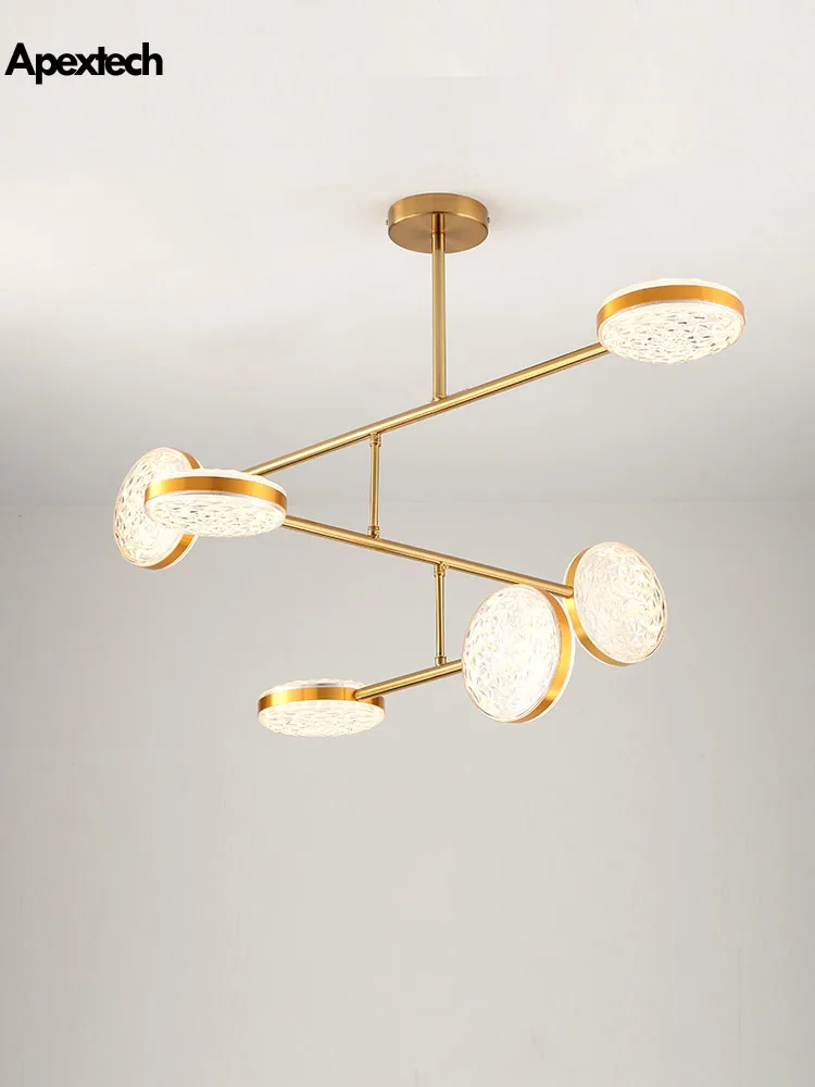 

Modern LED Chandelier Rotatable Ceiling Chandeliers Lights Living Room Ceiling Hanging Light Diamond Acrylic Cover Gold Metal