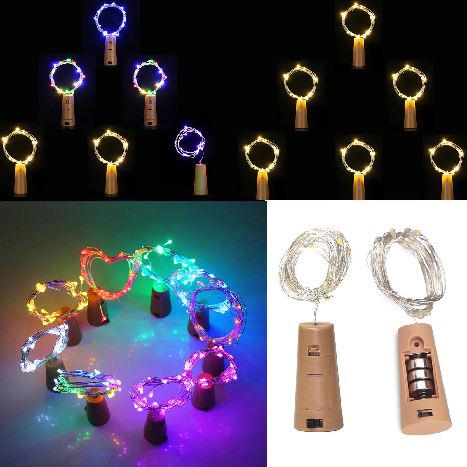 

10 Colors LED Cork String Light 1M/2M/3M Fairy Light Battery Powered Copper Wire for Wedding Christmas Wine Bottle Decor Lamp