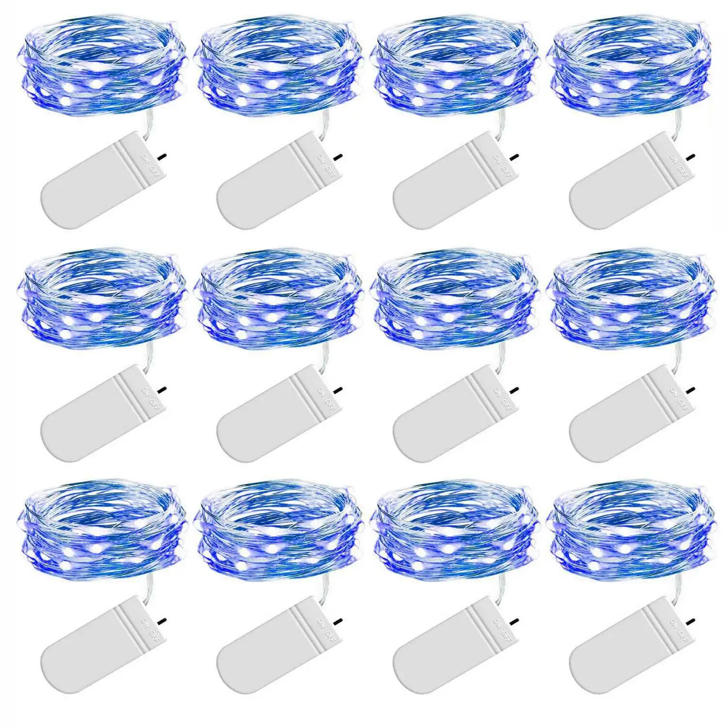

12 Pack LED Fairy Lights 30 LED Fairy String Lights 3M Waterproof Copper Wire LED Party Lights for Wedding Jars Crafts