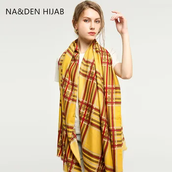 

1PC Women's fashion shalws Plaid scarves Ladies thick scarf Hi-Q wraps Muslim hijab Islamic new bandana Multi-Purpose muffler