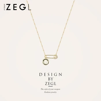 

zengliu 2020men and women necklace 925 silver color silver pin sterling silver clavicle chain female necklace temperament simple