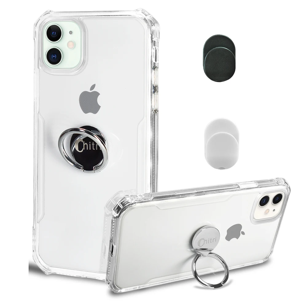

Chitri iPhone 11 Clear Case, [SGS Drop Protective Certification] with Magnetic Ring Holder Stand Hard Back Slim Shockproof Cover