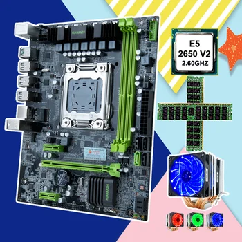 شراءHUANANZHI M-ATX X79-6M اللوحة مع المزدوج M.2 SSD فتحة جيدة معالج إنتل زيون E5 2650 V2 وحدة المعالجة المركزية برودة كبيرة العلامة التجارية RAM 32G RECC