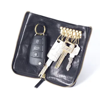 

Genuine Leather Key Wallet Men & Women Car Key Bag Multi Function Key Case Fashion Ladies Housekeeper Key Holders 6 Rings