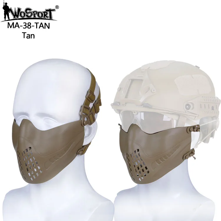 Тактические; на пол-лица Боевая Маска Охота Стрельба защита маска из дышащего материала в стиле милитари страйкбольная маска для аксессуары - Цвет: tan