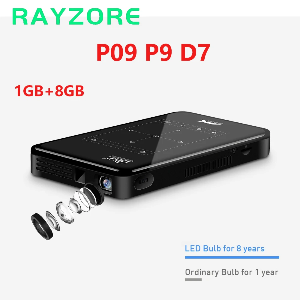 Умный мини-проектор P09 P9 D7 1 Гб + 8 Встроенный Android 9 0 с поддержкой Wi-Fi 4000G/детской