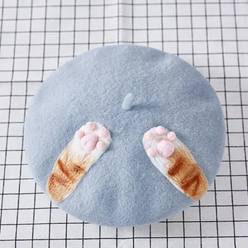 

Elegant Swan Berets Cap Women Winter Warm Thicken Ladies Wool Hat Korean Cute Painter Style Christmas Caps Sweet Beret Handmade