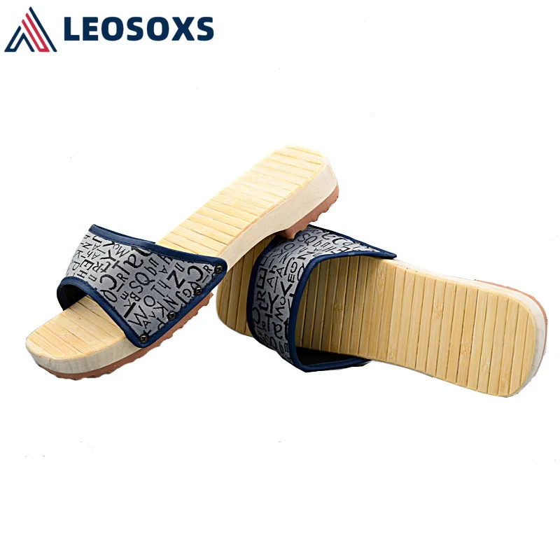 Сандалии LEOSOXS женские и мужские деревянные пляжные шлепанцы на плоской