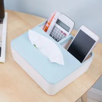 

Desktop Tissue Holder Multifunctional Large Space Stationery Cosmetic Remote Control Storage Box