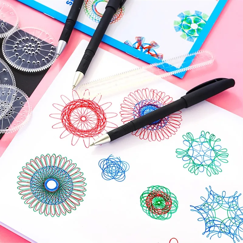 27 шт. Spirograph волшебные игрушки для рисования набор для детей художественное ремесло создание игрушки детская художественная живопись Шаблон Линейка Канцелярские чертежи