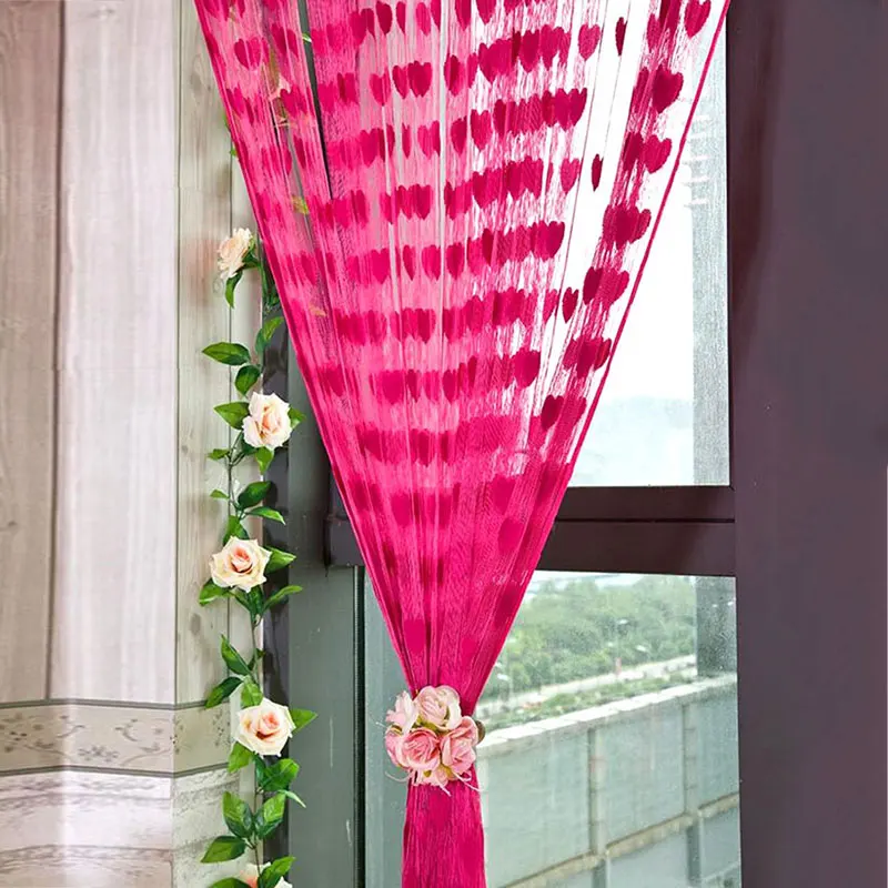 rose red New Romantic Peach Heart-Shaped Door Curtains Home Living Room Partition - Цвет: rose red