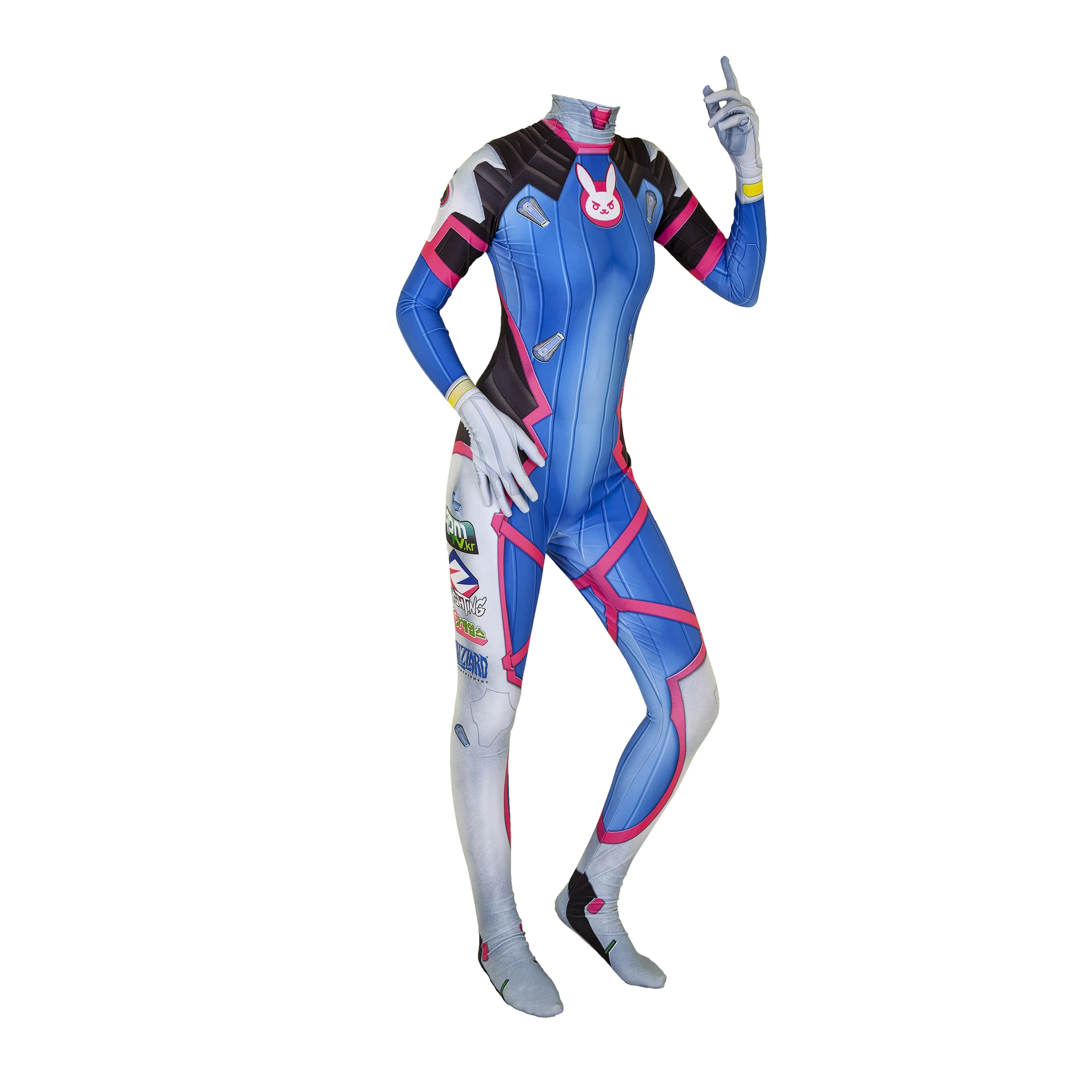Unisex Lycra Spandex Zentai Halloween OW Dva Cosplay Party Halloween Animation Costumes Adult/Kids 3D Style