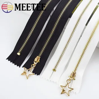 

10/30pcs Meetee 3# Metal Close End Zippers 20/30cm Gold Teeth Zip Closure for Sewing Bags Down Jacket Skirt Clothing Accessories