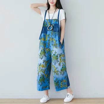 

Lady Personality Literary Style Denim Jumpsuit Women Summer 2020 Wide Leg Rompers Womens Casual Loose Jumpsuit