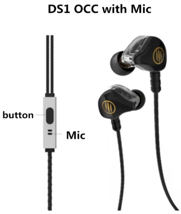 Черный Auriculares BGVP DS1 PRO HIFI 1DD+ 2BA tecnologia hidrida en la oreja tipos de IEM OCC con micrófono/OCC chapado con cable MMCX - Цвет: Черный