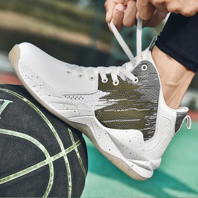 Новые баскетбольные кроссовки для мужчин спортивные дышащие кроссовки уличные износостойкие Нескользящие средняя Верхняя спортивная обувь для тренировок