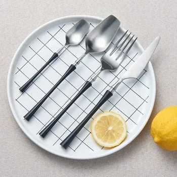 

Golden Cutlery Set Tableware Cutlery Stainless Steel Dinner Set Fork Knife Spoon Silverware Black Golden Tableware Dropshipping
