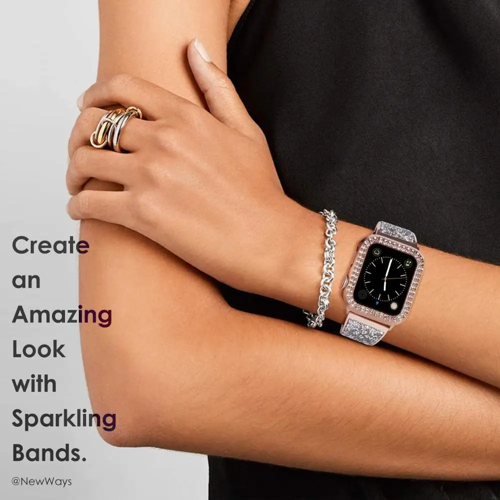 Бриллиантовый защитный чехол для Apple Watch Series 5 4 3 2 1 38 мм 42 чехлы Iwatch 40 44 ремешок