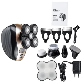 

5 in 1 Rechargeable Electric Shaver Five Floating Heads Razors Hair Clipper Nose Ear Hair Trimmer Men Facial Cleaning Brush