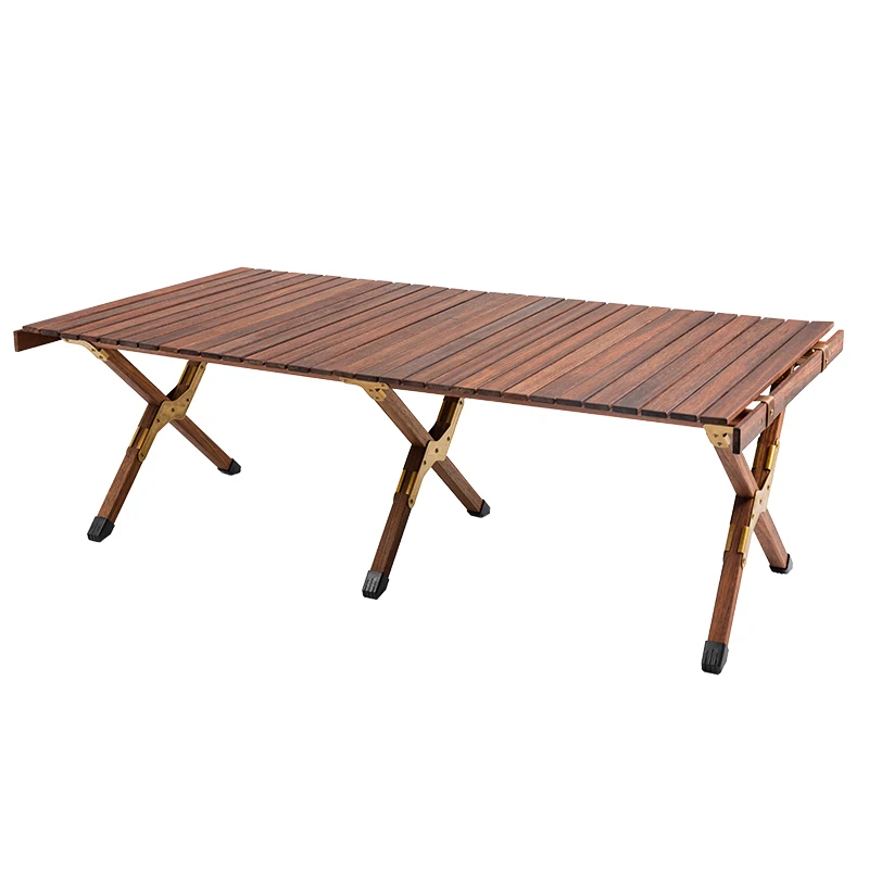 

Outdoor Folding Egg-Roll table Solid Wood Camping Family BBQ Picnic Desk Garden Party Table Travel Nature Hike Furniture