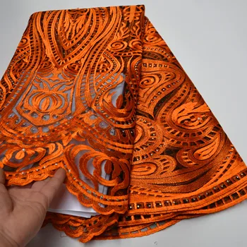 

Latest African Lace Fabric 2020 High Quality Lace Embroidery French Mesh Lace Fabrics with stones Material-NT1205