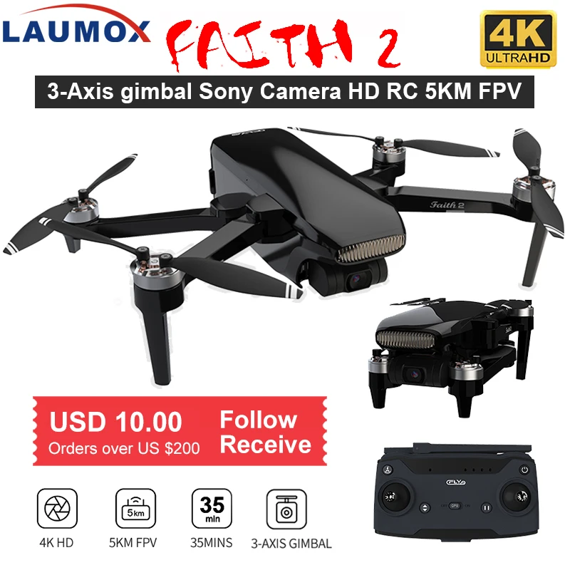 LAUMOX-Dron con cámara HD 4K y GPS, cuadricóptero profesional con cardán de 3 ejes, 35 minutos de vuelo, 5KM, SG906 PRO 2 X8SE F11 4K PRO