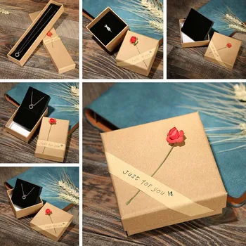 

Simple Fashion 4 Type Size Striped Rose Shape Jewelry Box For Necklace Pendant Bracelet Ring Earring Jewelry Storage Gifts Box