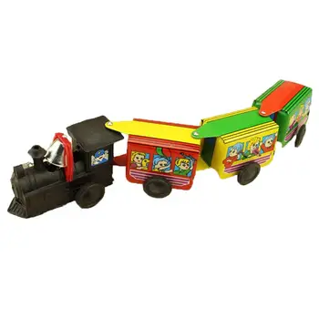 

1pc Vintage Tin Toy Clockwork 3 Carriage Train Toy Antique Scene Nostalgic Toy for Kids Children