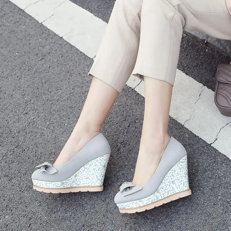 

Pumps Women Shoes Butterfly-knot Party Spring/autumn Ladies High Heels Elegant Woman White Pink 2019 Size 11 Fashion Wedges