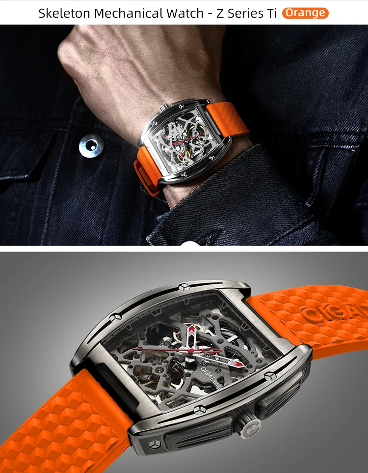 CIGA Design Z Series luxury Titanium Case Skeleton Mens Automatic Mechanical Watches with Extra Leather Strap