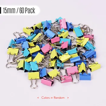 

60 pcs/40 pcs/48 pcs/24 pcs/12 pcs Binder Clips Paper Clamps Metal Fold Back Clips with Box Assorted Colors for Office School